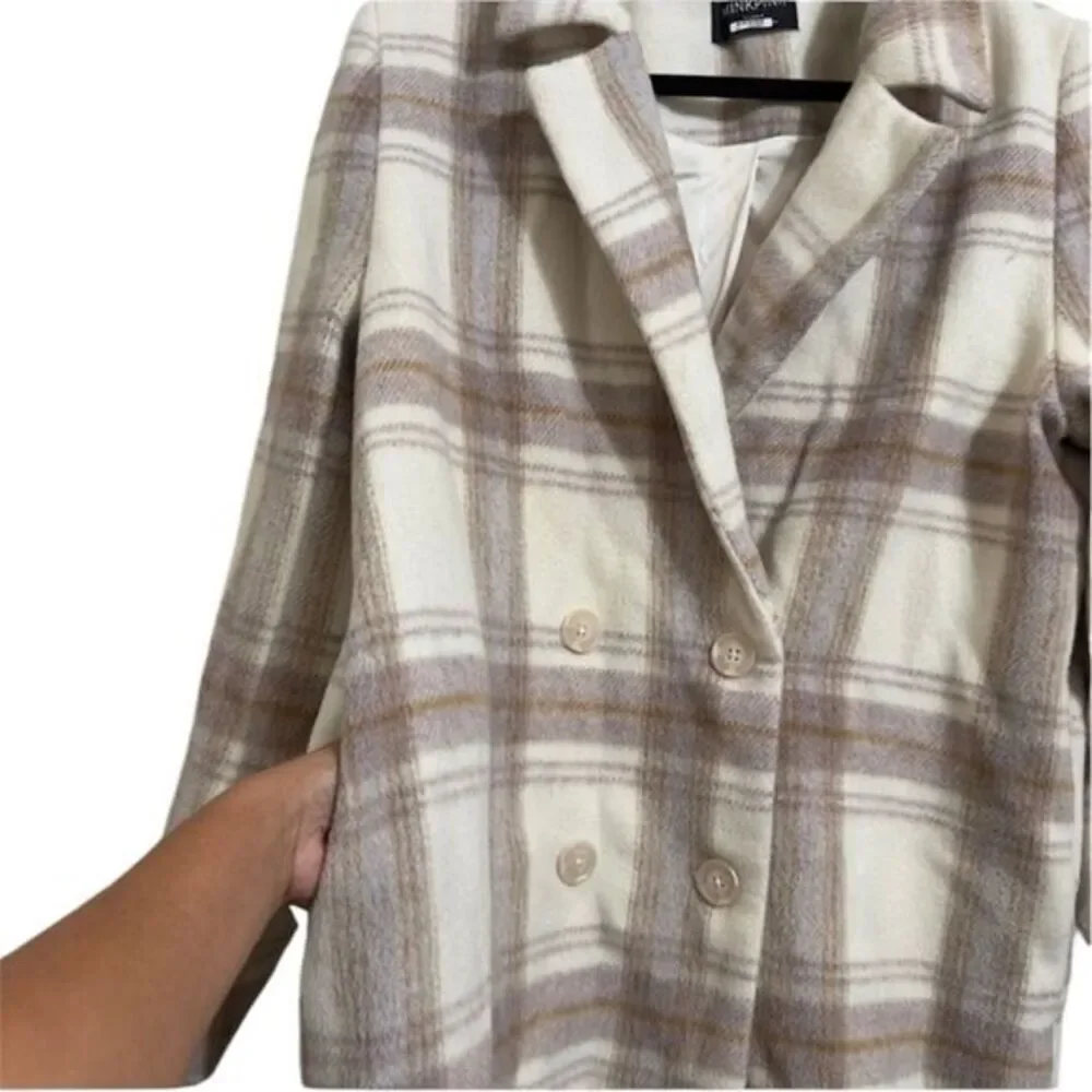 REVOLVE MINKPINK‎ IRIS CREAM MULTI PLAID LONG COAT XL